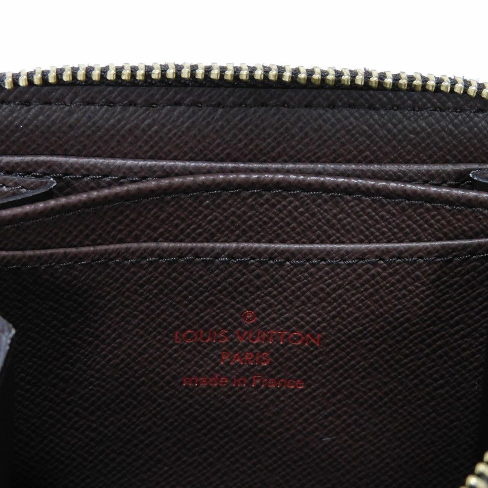 LOUIS VUITTON Coin case N63070 Damier canvas x grain leather (embossed) Ebene Damier Zippy coin purse