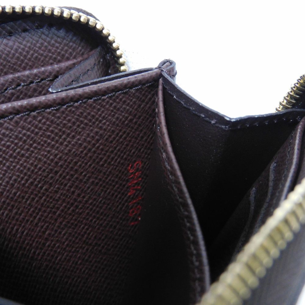 LOUIS VUITTON Coin case N63070 Damier canvas x grain leather (embossed) Ebene Damier Zippy coin purse