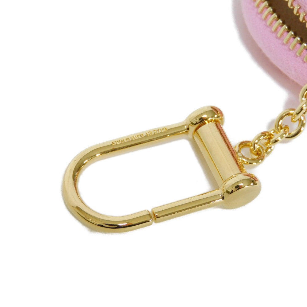 GUCCI Pouch 701062 U22AG 5964 Textured leather Light pink logo Bananya Heart Shape Coin Case Women Used