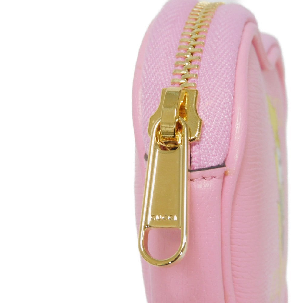 GUCCI Pouch 701062 U22AG 5964 Textured leather Light pink logo Bananya Heart Shape Coin Case Women Used