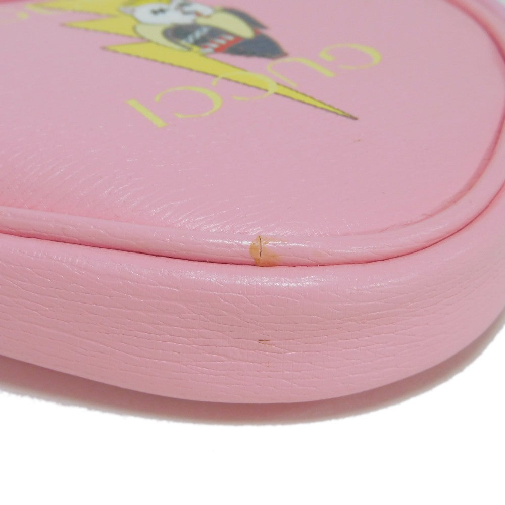 GUCCI Pouch 701062 U22AG 5964 Textured leather Light pink logo Bananya Heart Shape Coin Case Women Used