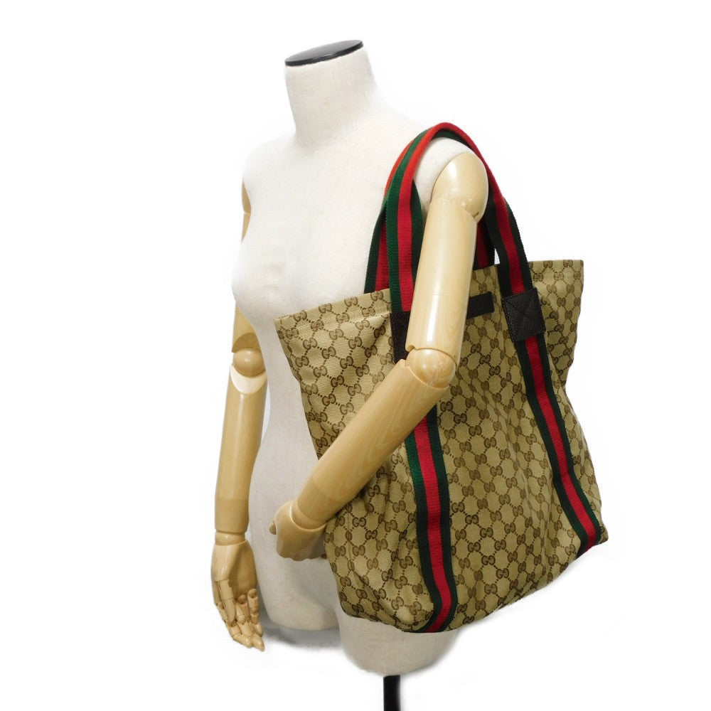 GUCCI Tote Bag 189669 GG canvas x calf leather (embossed) beige GG canvas Sherry Line Tote