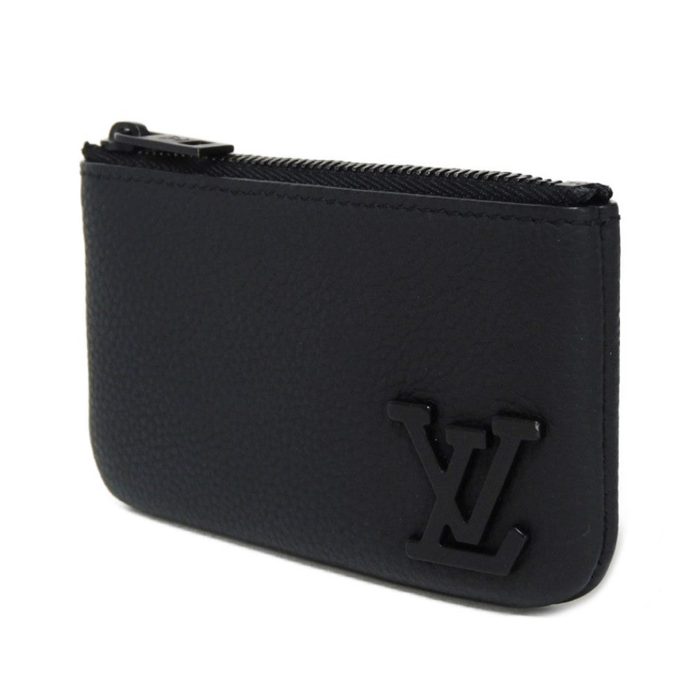 LOUIS VUITTON Coin case M81031 Grain leather (embossed) Noir LV Aerogram Card Key case Key holder Pochette Cle