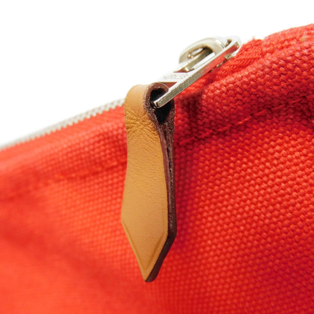 HERMES Clutch bag cotton Rouge viv Studs Velocipedist GM