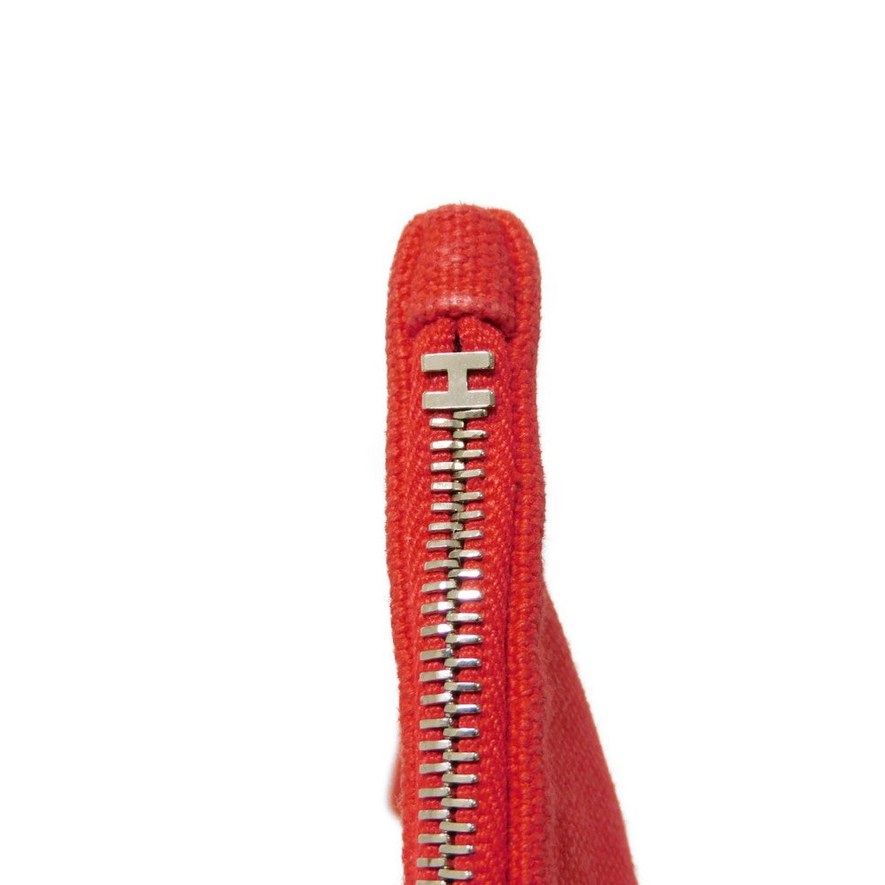 HERMES Clutch bag cotton Rouge viv Studs Velocipedist GM