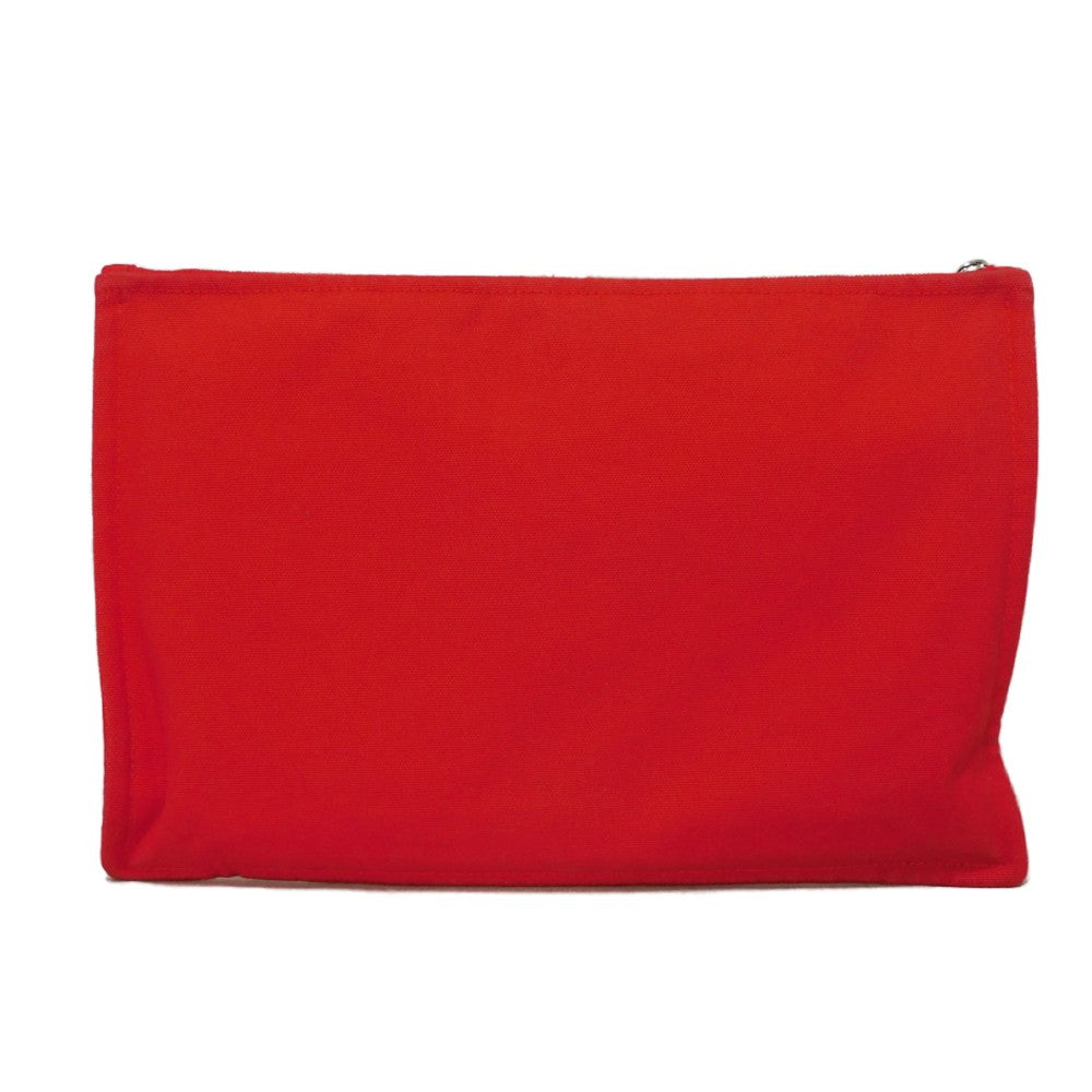 HERMES Clutch bag cotton Rouge viv Studs Velocipedist GM