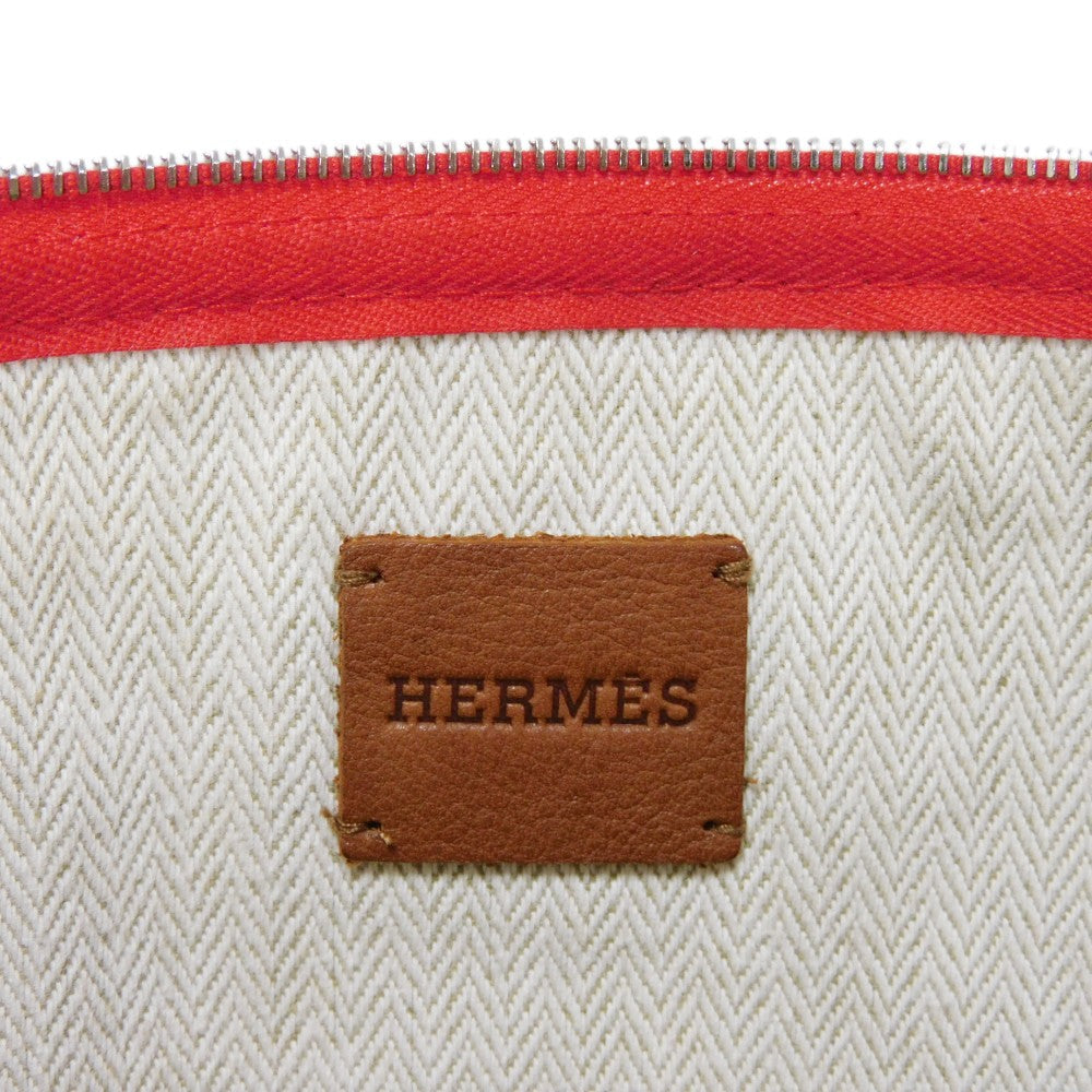HERMES Clutch bag cotton Rouge viv Studs Velocipedist GM