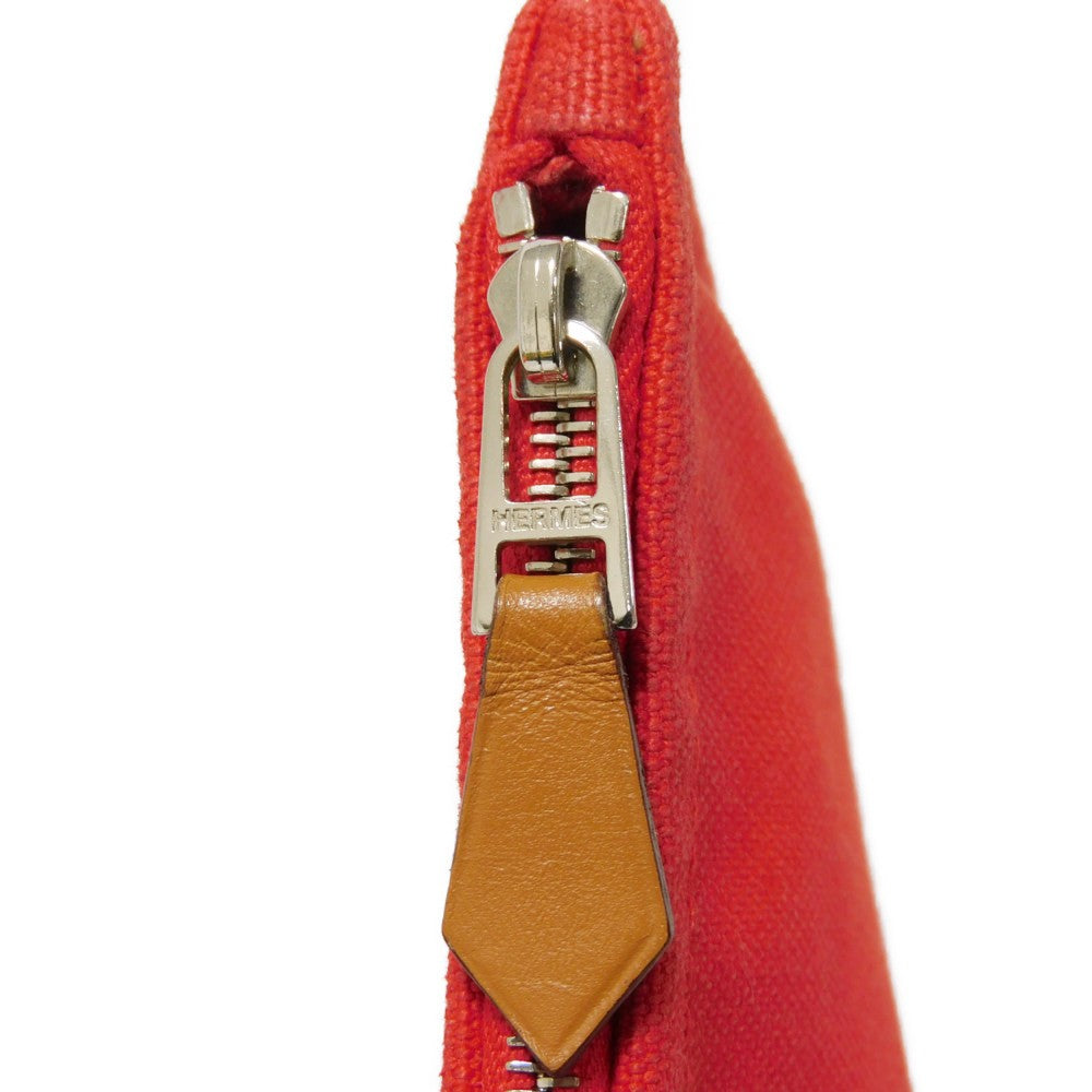 HERMES Clutch bag cotton Rouge viv Studs Velocipedist GM