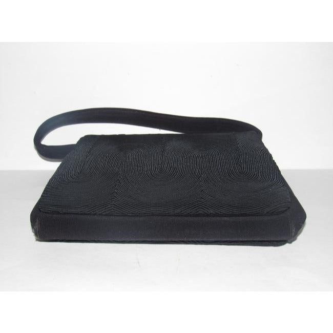 Gucci Evening W Early Enamel And Rhinestone Clasp Black Silk Corde Shoulder Bag
