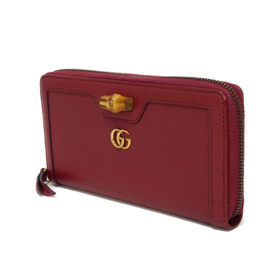 GUCCI Long Wallet Purse 658634 17Q0T 6207 Smooth Calfskin Leather Rosso Ancora GG Marmont Diana zip around wallet
