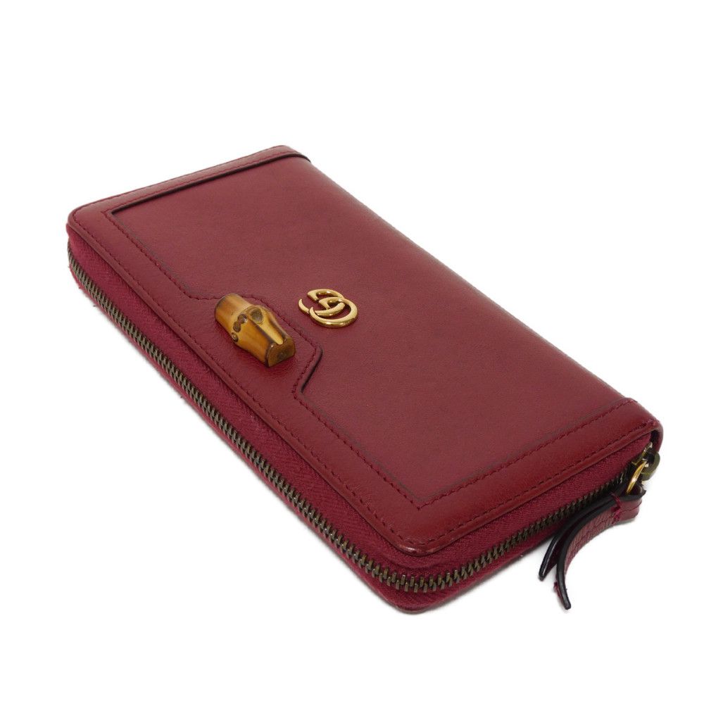 GUCCI Long Wallet Purse 658634 17Q0T 6207 Smooth Calfskin Leather Rosso Ancora GG Marmont Diana zip around wallet