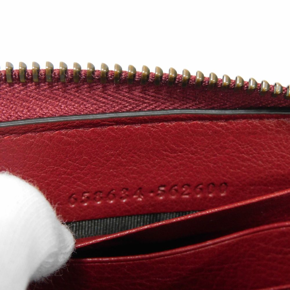GUCCI Long Wallet Purse 658634 17Q0T 6207 Smooth Calfskin Leather Rosso Ancora GG Marmont Diana zip around wallet