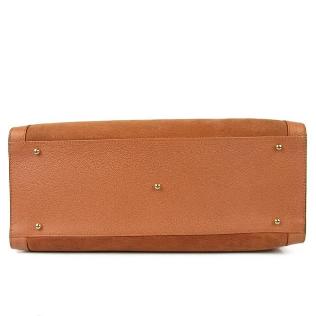 Gucci Tote Bag Shopper Orange W Bamboo Handles Suede And Leather With Satchel