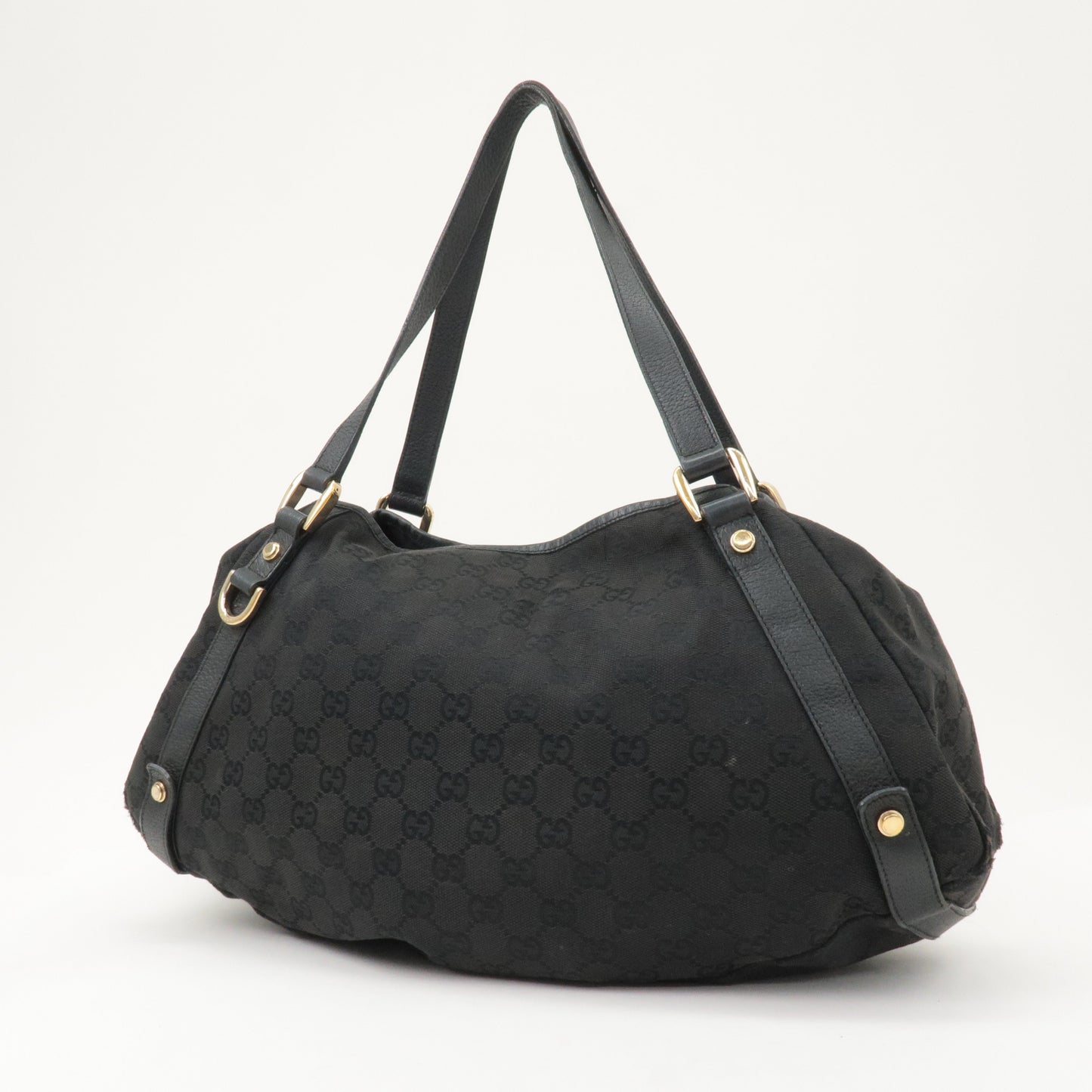 GUCCI Abbey GG Canvas Leather Tote Bag Shoulder Bag Black 130736