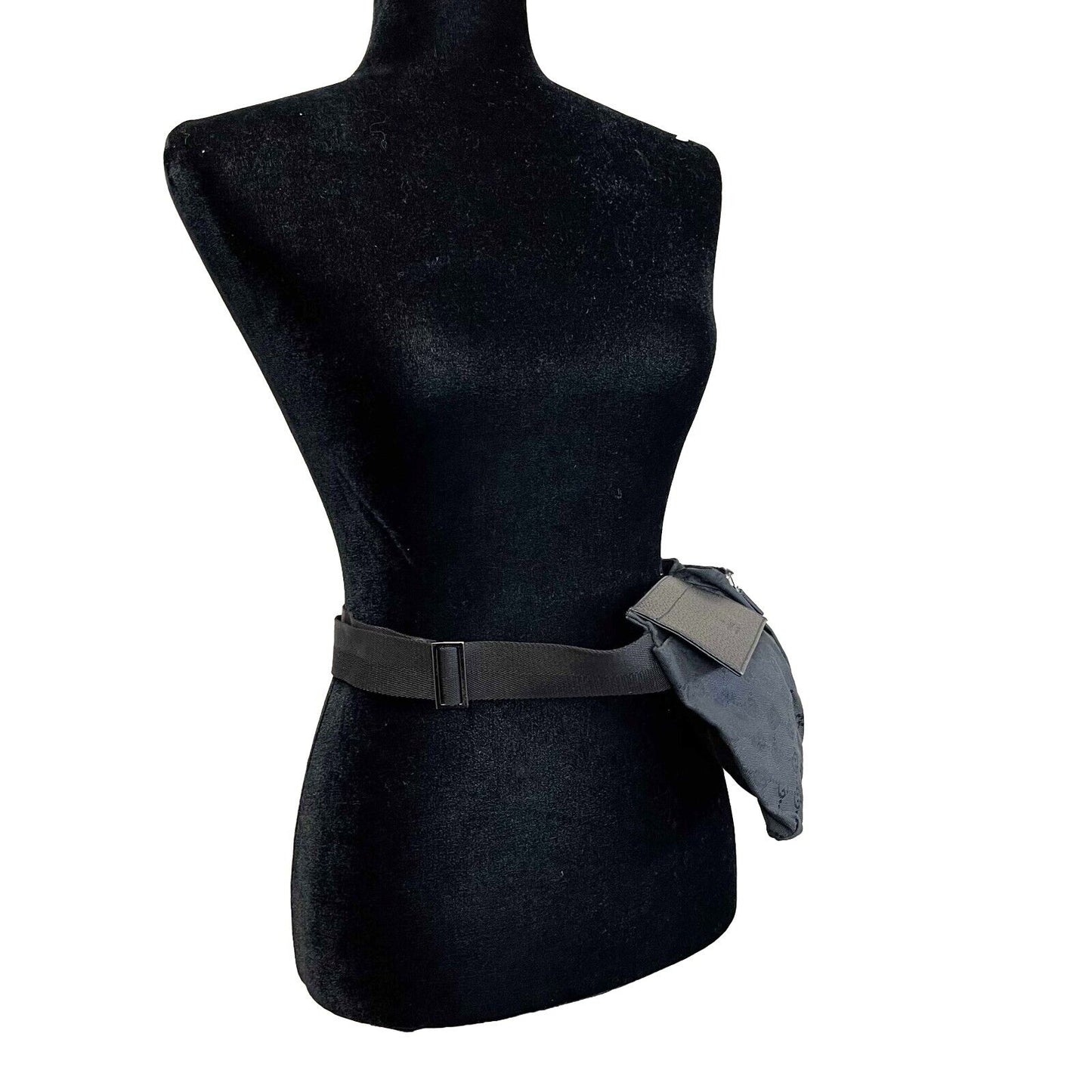 GUCCI GG Monogram Double Pocket Belt Bum Bag Black Excellent