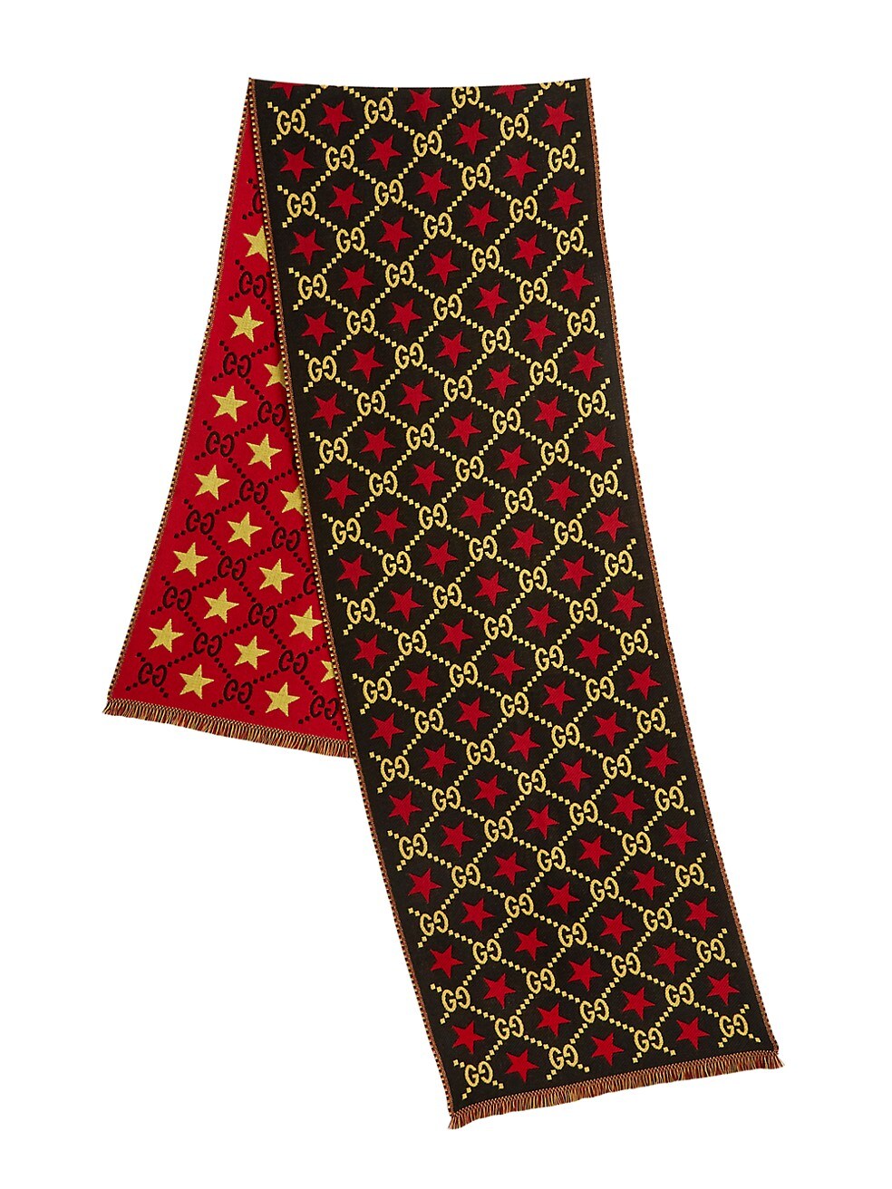 Gucci GG Stars Scarf in Black and Red