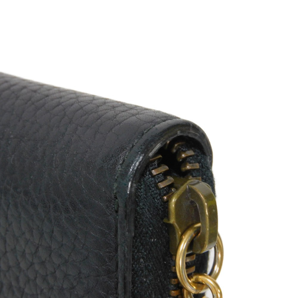 GUCCI Long Wallet Purse 409392 A7M0T 1000  Texture leather (embossed) black GG Marmont Zip around wallet Women(Unisex) Used
