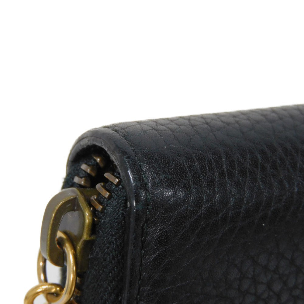 GUCCI Long Wallet Purse 409392 A7M0T 1000  Texture leather (embossed) black GG Marmont Zip around wallet Women(Unisex) Used