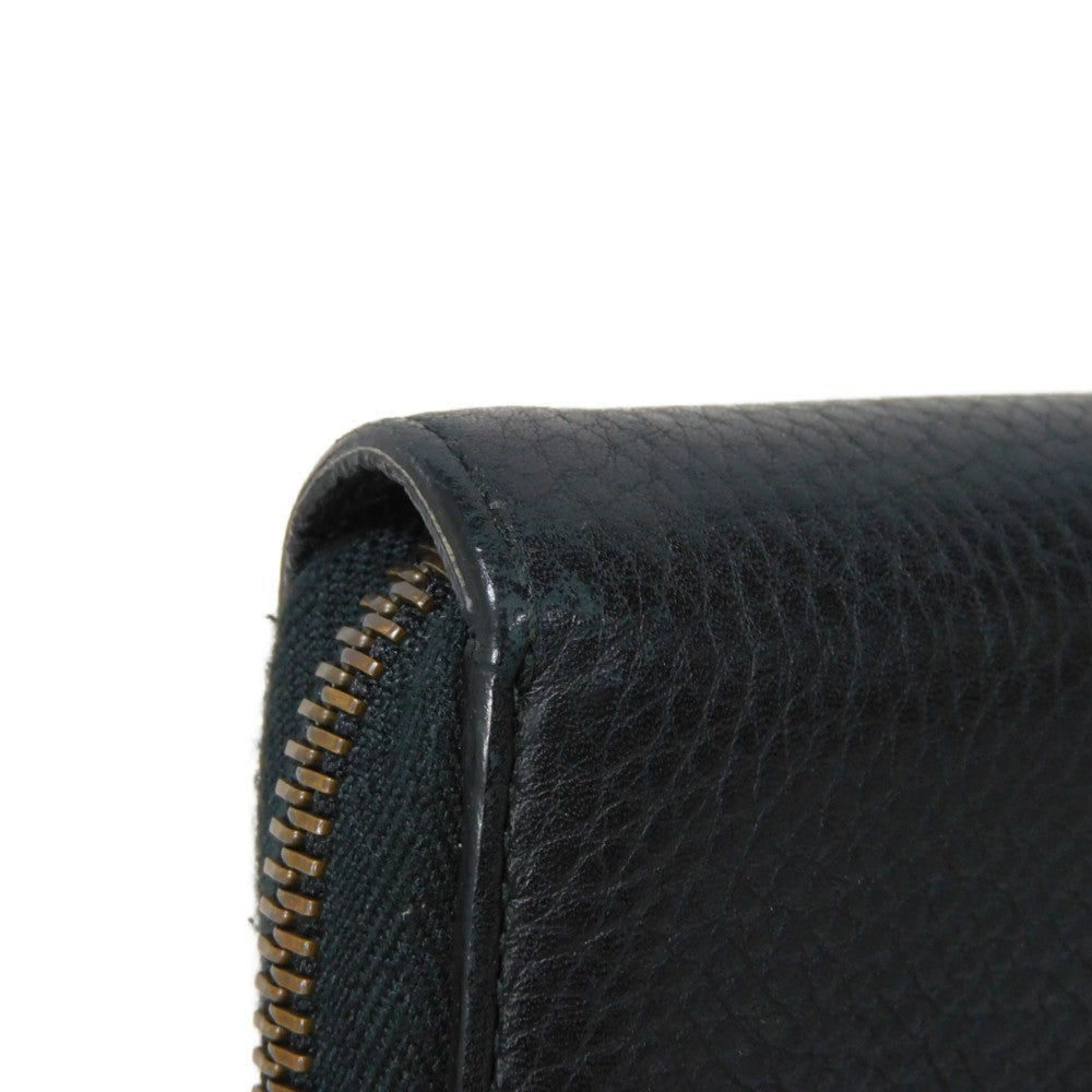 GUCCI Long Wallet Purse 409392 A7M0T 1000  Texture leather (embossed) black GG Marmont Zip around wallet Women(Unisex) Used