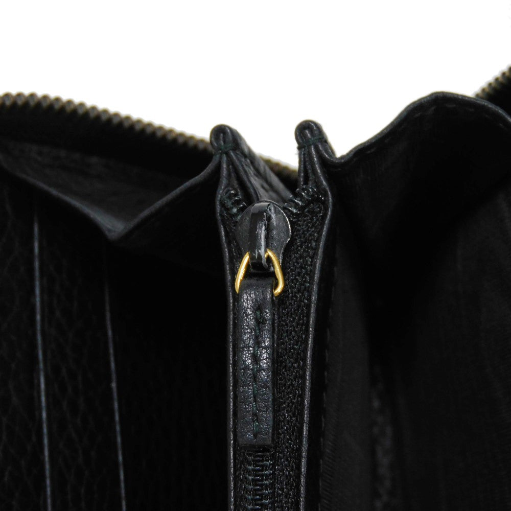 GUCCI Long Wallet Purse 409392 A7M0T 1000  Texture leather (embossed) black GG Marmont Zip around wallet Women(Unisex) Used