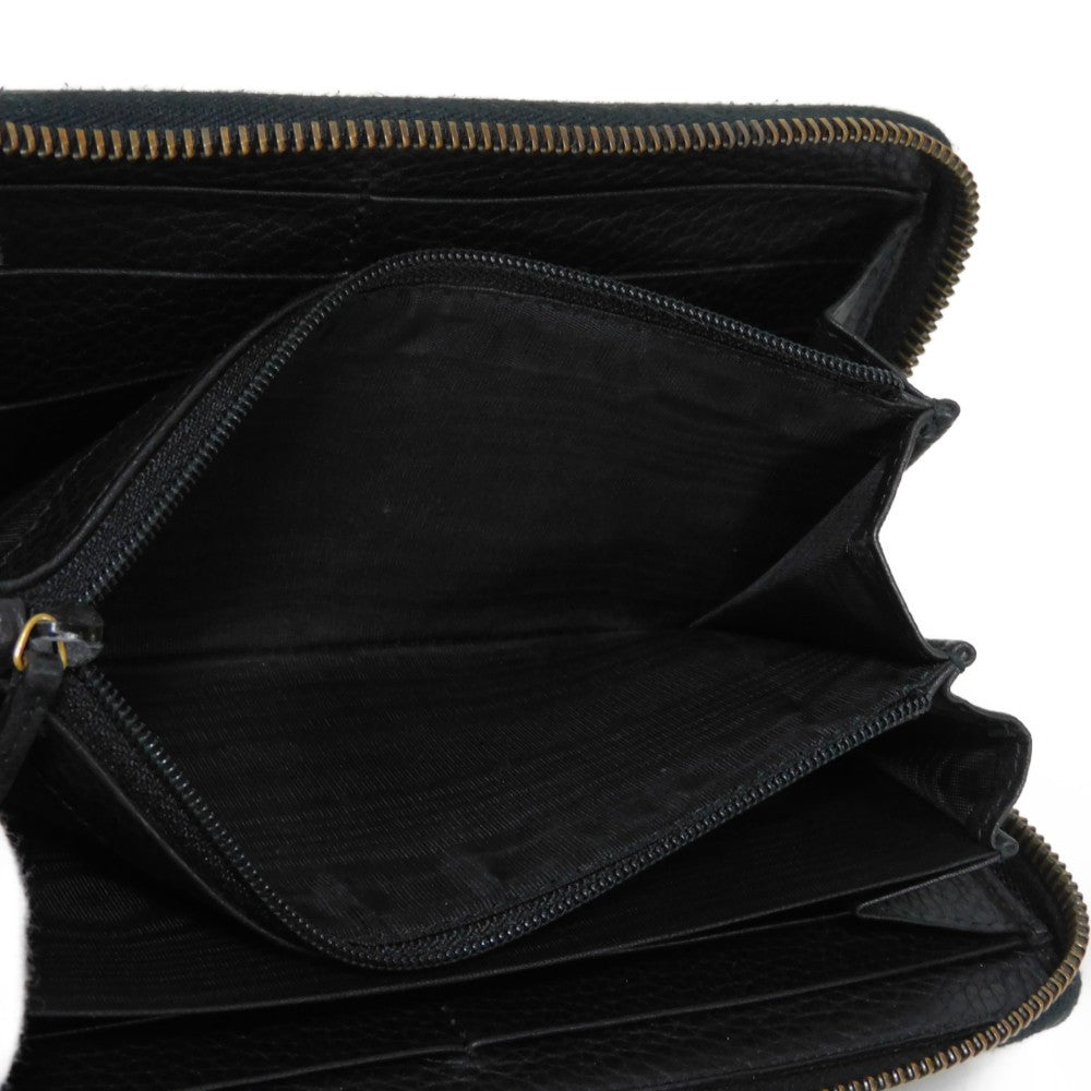 GUCCI Long Wallet Purse 409392 A7M0T 1000  Texture leather (embossed) black GG Marmont Zip around wallet Women(Unisex) Used