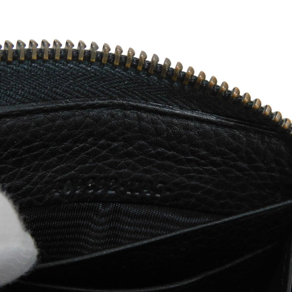 GUCCI Long Wallet Purse 409392 A7M0T 1000  Texture leather (embossed) black GG Marmont Zip around wallet Women(Unisex) Used