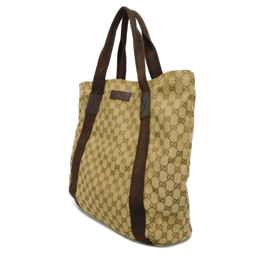GUCCI Tote Bag 189669 GG canvas x calf leather (embossed) beige Logo embossing GG canvas tote