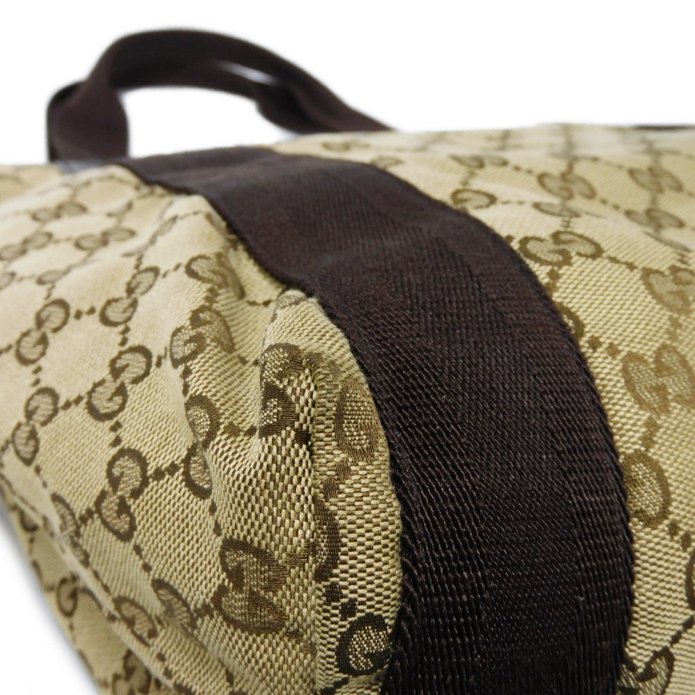 GUCCI Tote Bag 189669 GG canvas x calf leather (embossed) beige Logo embossing GG canvas tote