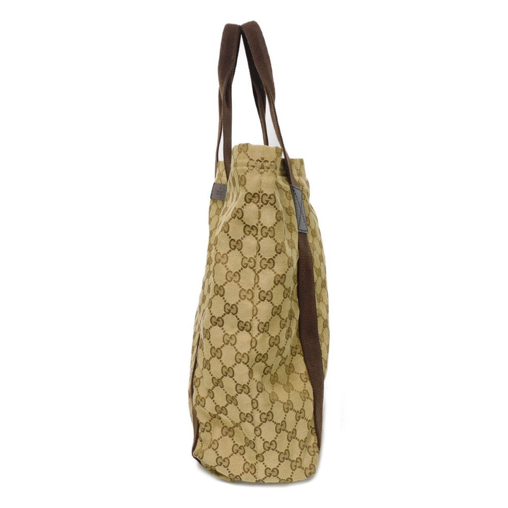 GUCCI Tote Bag 189669 GG canvas x calf leather (embossed) beige Logo embossing GG canvas tote