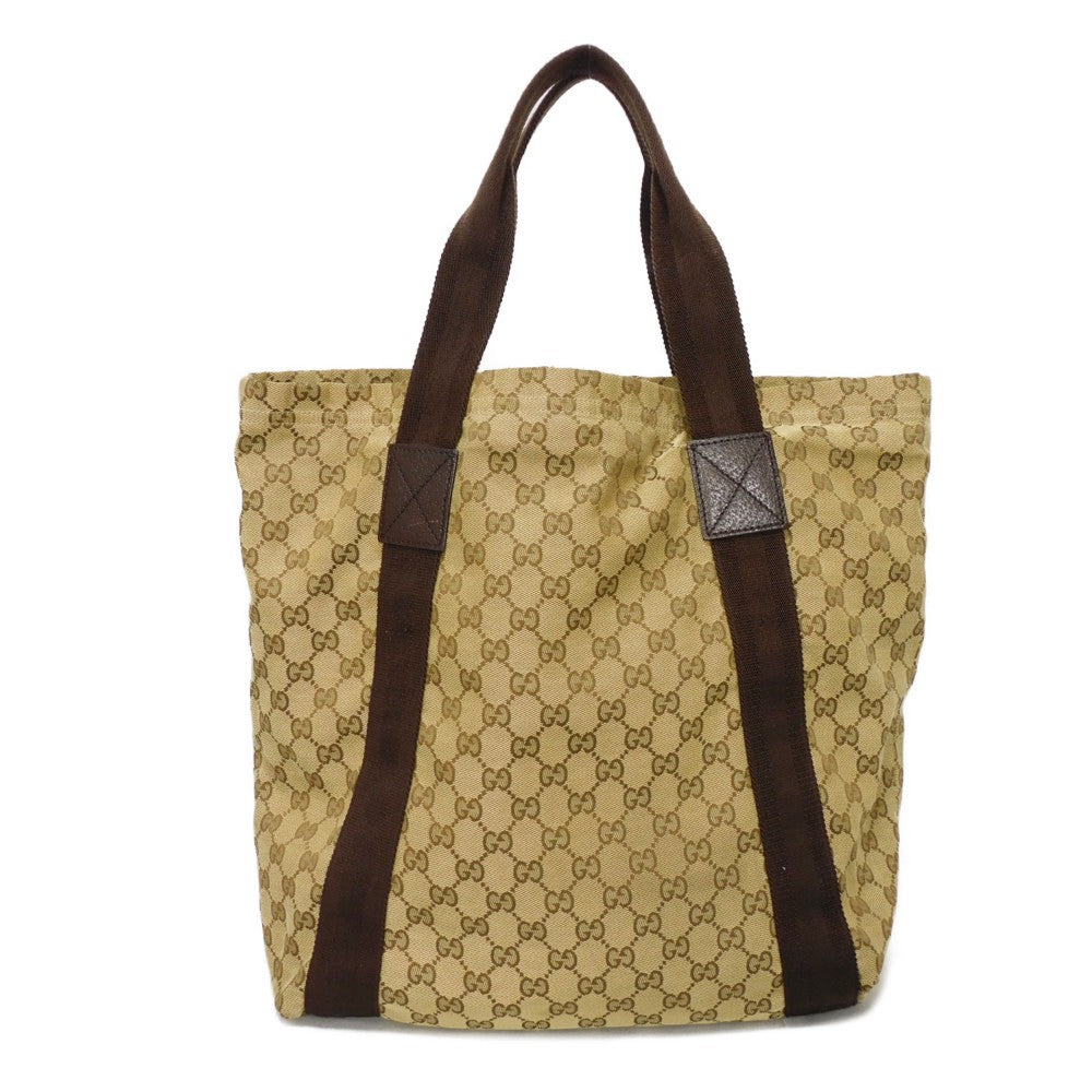 GUCCI Tote Bag 189669 GG canvas x calf leather (embossed) beige Logo embossing GG canvas tote
