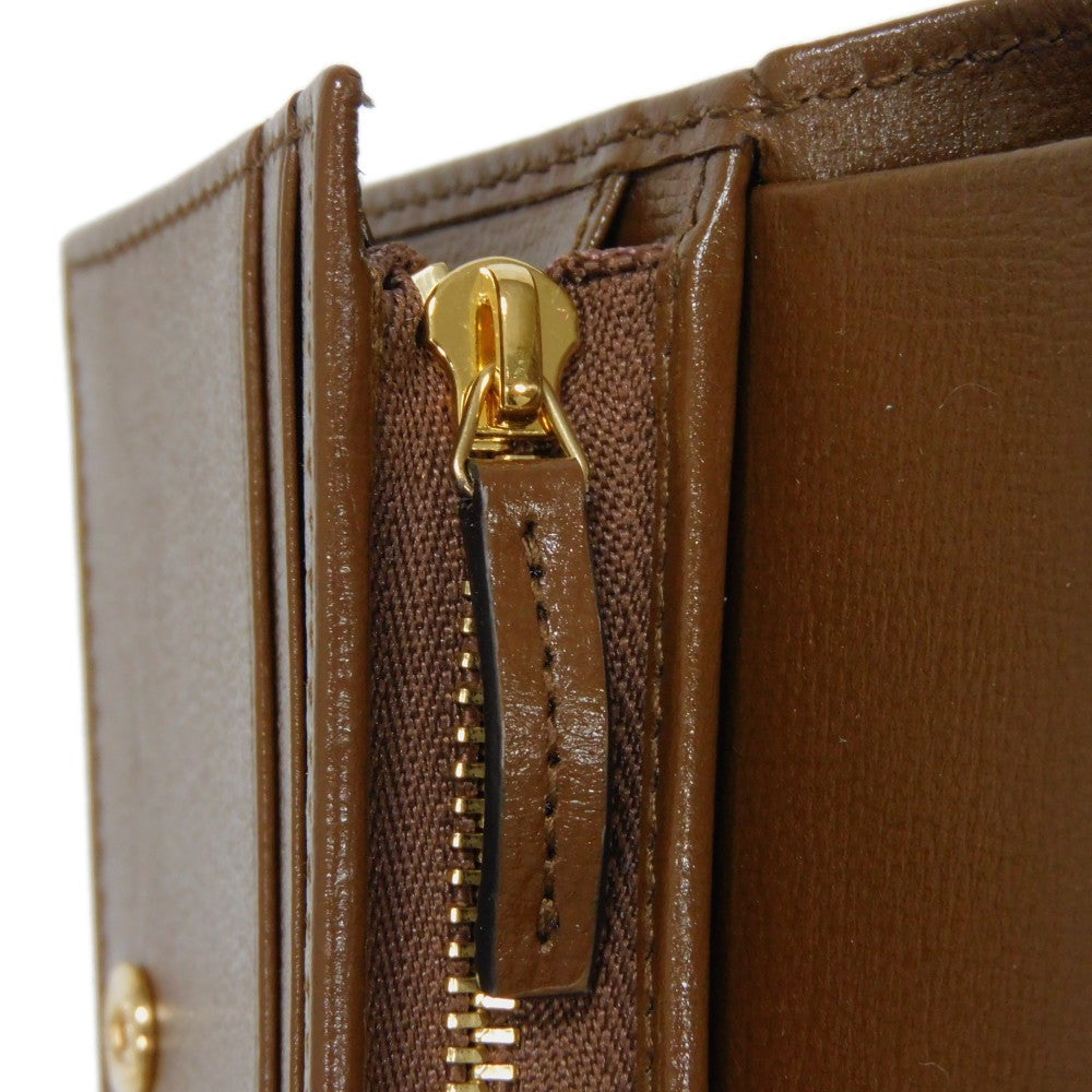 GUCCI Bifold Wallet 621887 92TCG 8563 GG Supreme Canvas x Calfskin Leather (embossed) Beige x Ebony GG Supreme Horsebit 1955 Compact Wallet Women(Unisex) Used