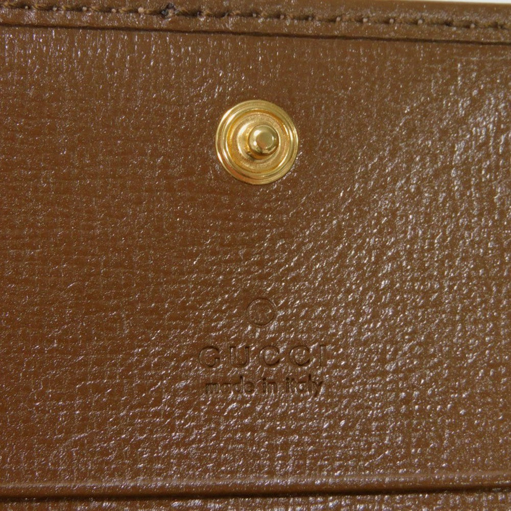 GUCCI Bifold Wallet 621887 92TCG 8563 GG Supreme Canvas x Calfskin Leather (embossed) Beige x Ebony GG Supreme Horsebit 1955 Compact Wallet Women(Unisex) Used