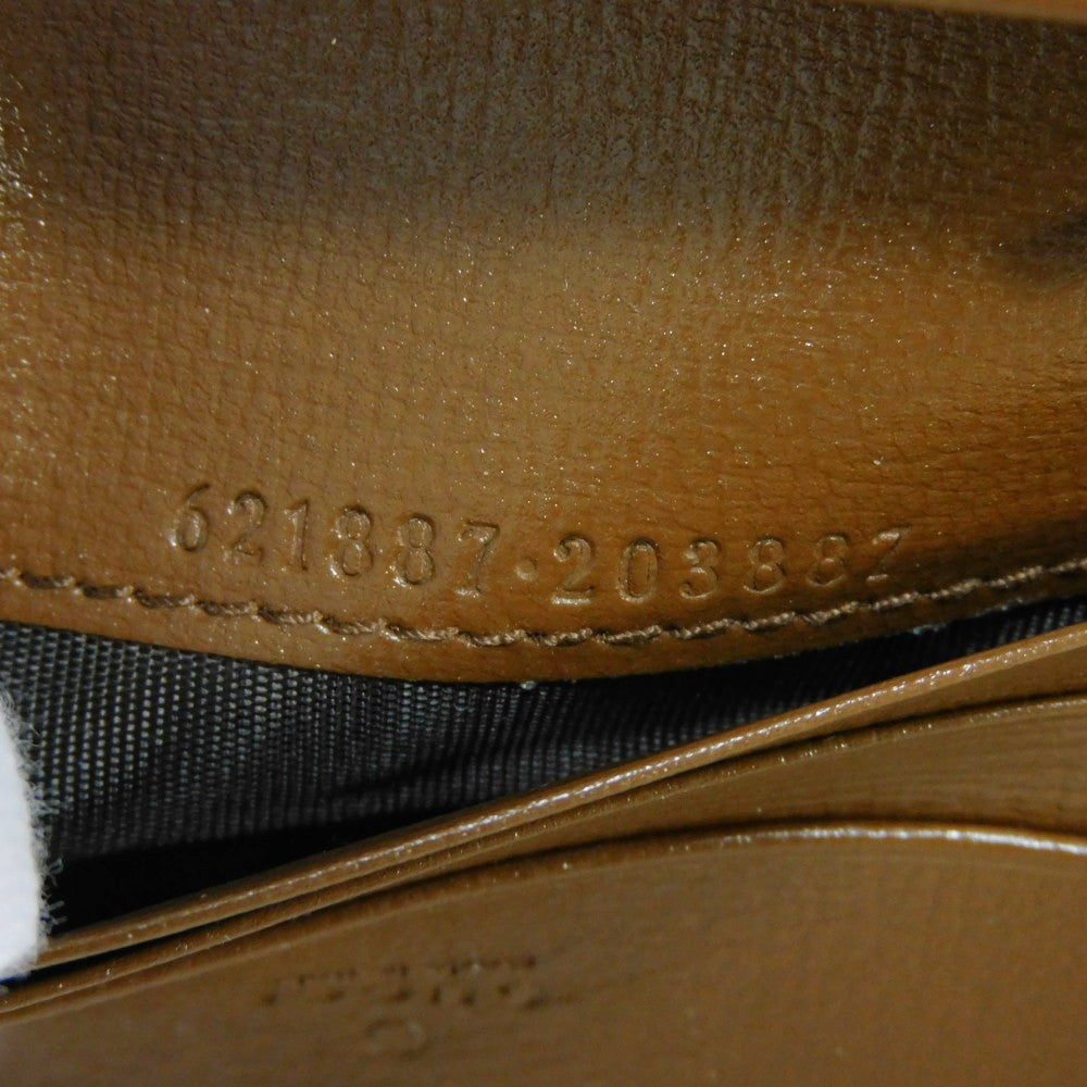 GUCCI Bifold Wallet 621887 92TCG 8563 GG Supreme Canvas x Calfskin Leather (embossed) Beige x Ebony GG Supreme Horsebit 1955 Compact Wallet Women(Unisex) Used