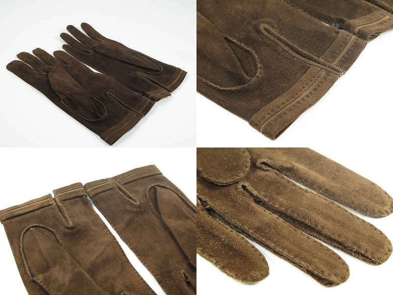 HERMES gloves suede Dark brown Women ‚U 1/2 Used