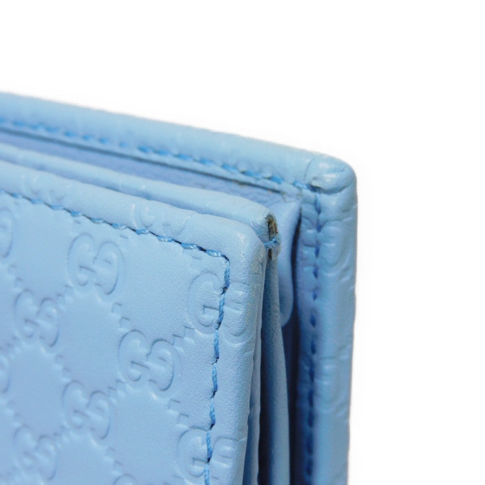 GUCCI Long Wallet Purse 466507 BMJ1G 4503 GG striped leather Light blue Micro GG Shima Guccissima Shoulder Wallet