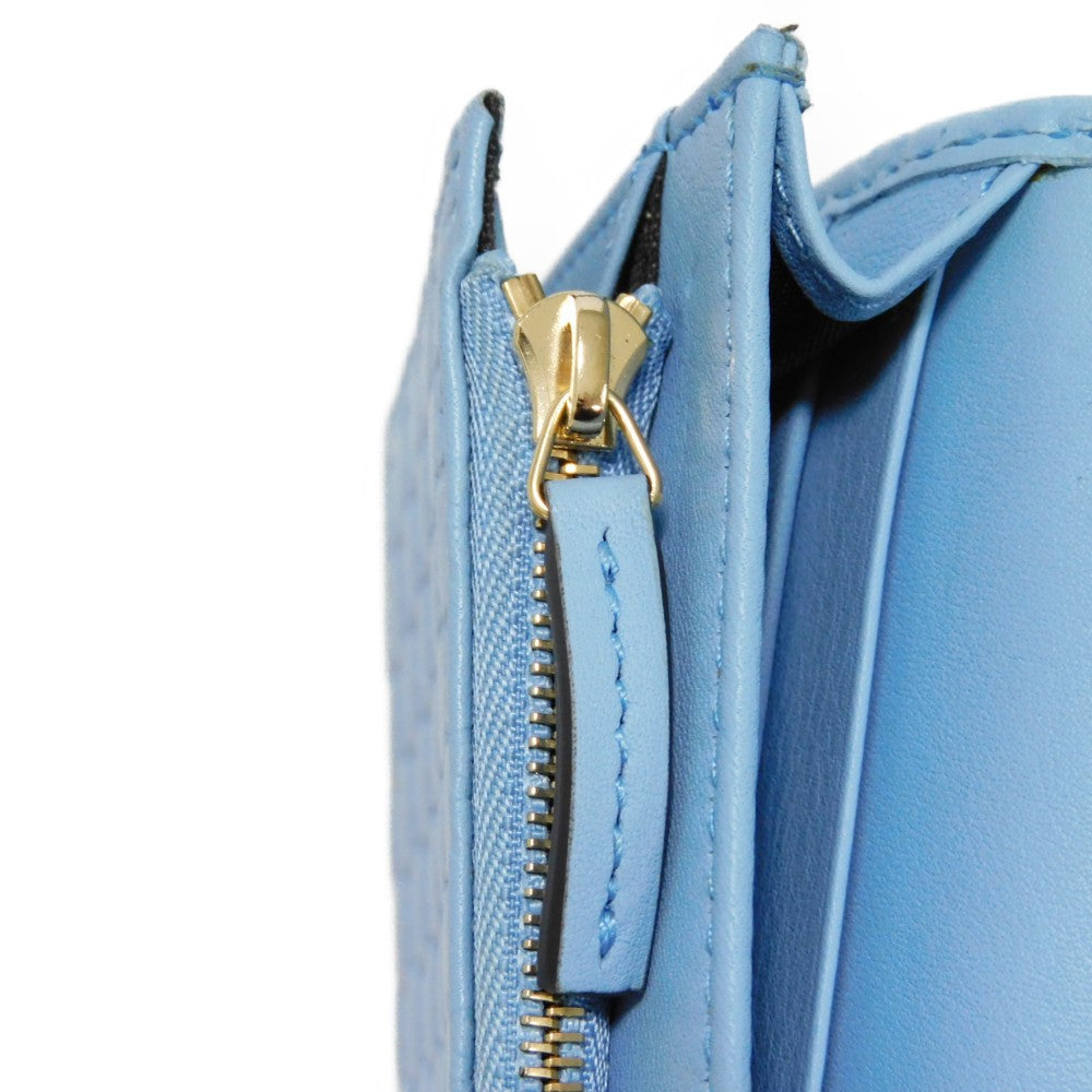 GUCCI Long Wallet Purse 466507 BMJ1G 4503 GG striped leather Light blue Micro GG Shima Guccissima Shoulder Wallet