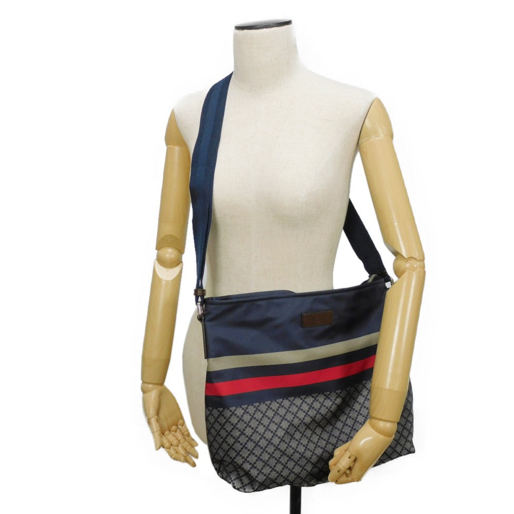 GUCCI Shoulder Bag 270410 F951N 8611 Nylon Navy x red web Diamante messenger bag mens Used