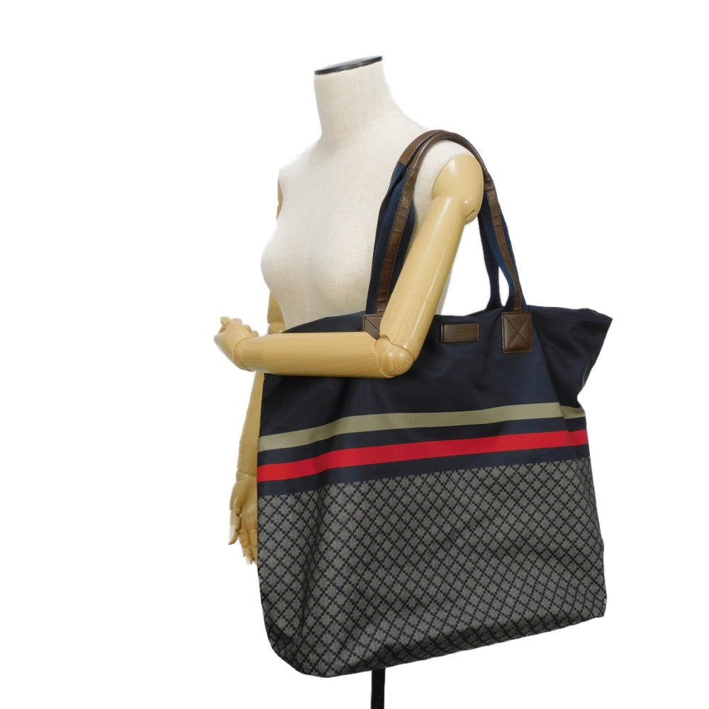 GUCCI Tote Bag 268106 F951N 8611 Nylon Navy x red web Diamante Tote mens Used