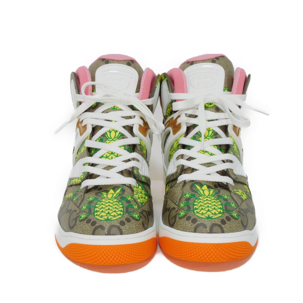 GUCCI sneakers 673029 GG canvas x rubber multicolor GG Supreme Pineapple Rose High Top mens Used
