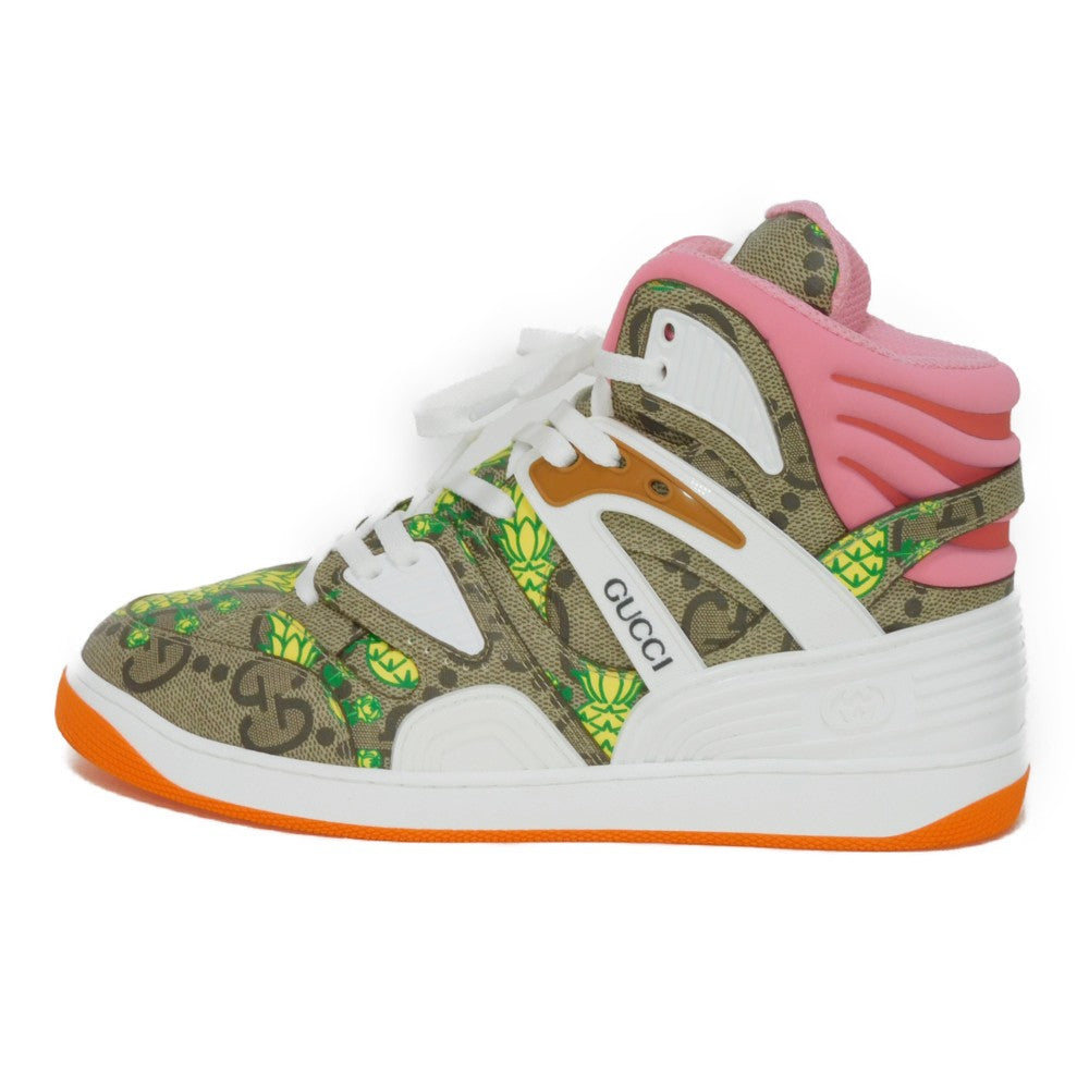 GUCCI sneakers 673029 GG canvas x rubber multicolor GG Supreme Pineapple Rose High Top mens Used