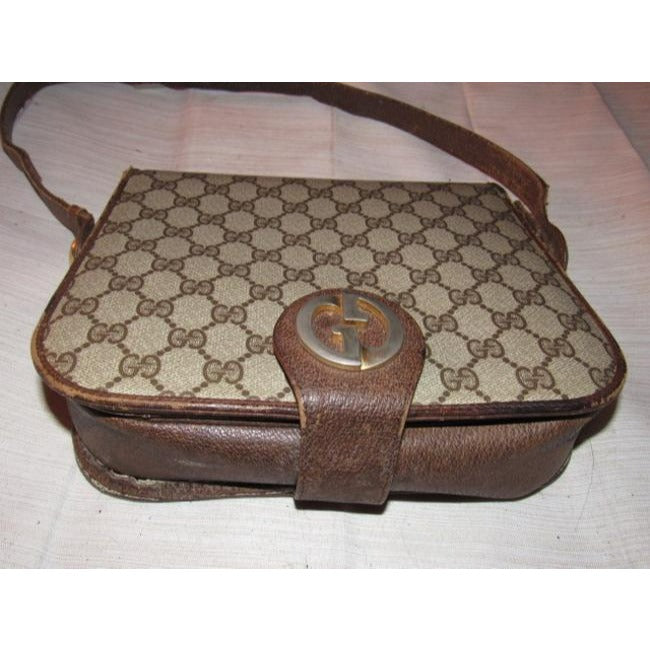 Gucci Vintage Pursesdesigner Purses Brown Large G Logo Print Coated Canvas And Leather Leathercanvas