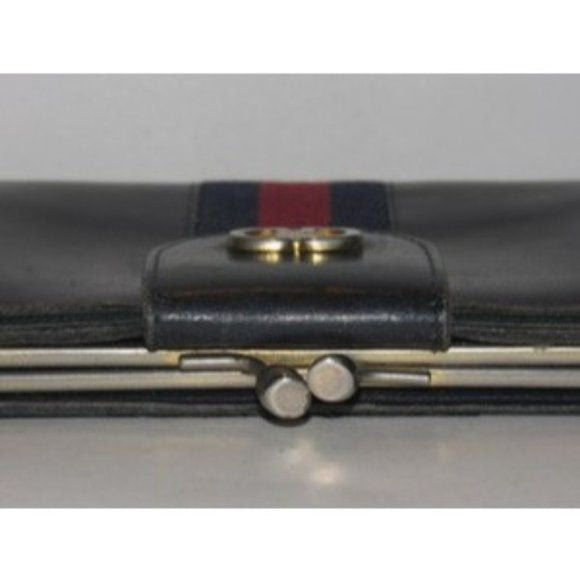 Gucci Navy Blue Leather with Red and Navy Sherry