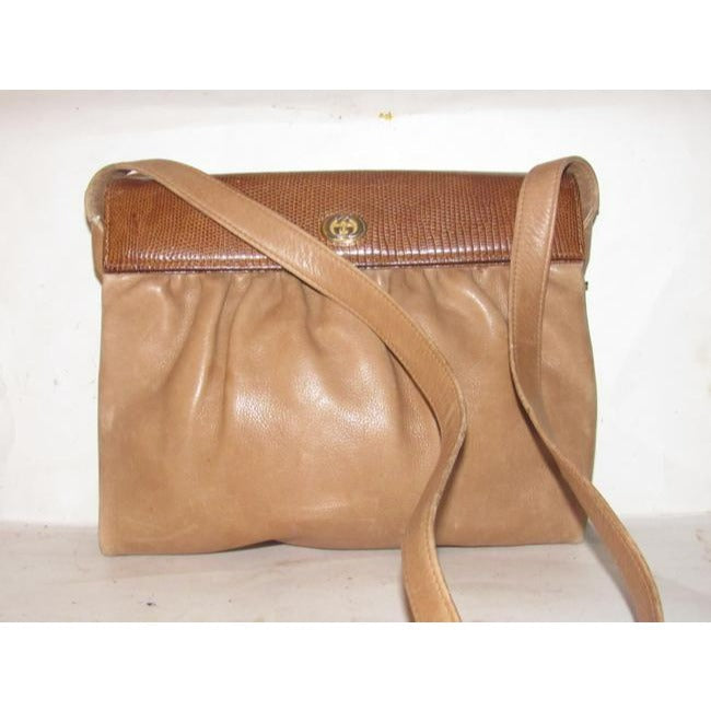 Gucci Vintage Pursesdesigner Purses Brown Python Skin And Camel Smooth Leather Shoulder Bag