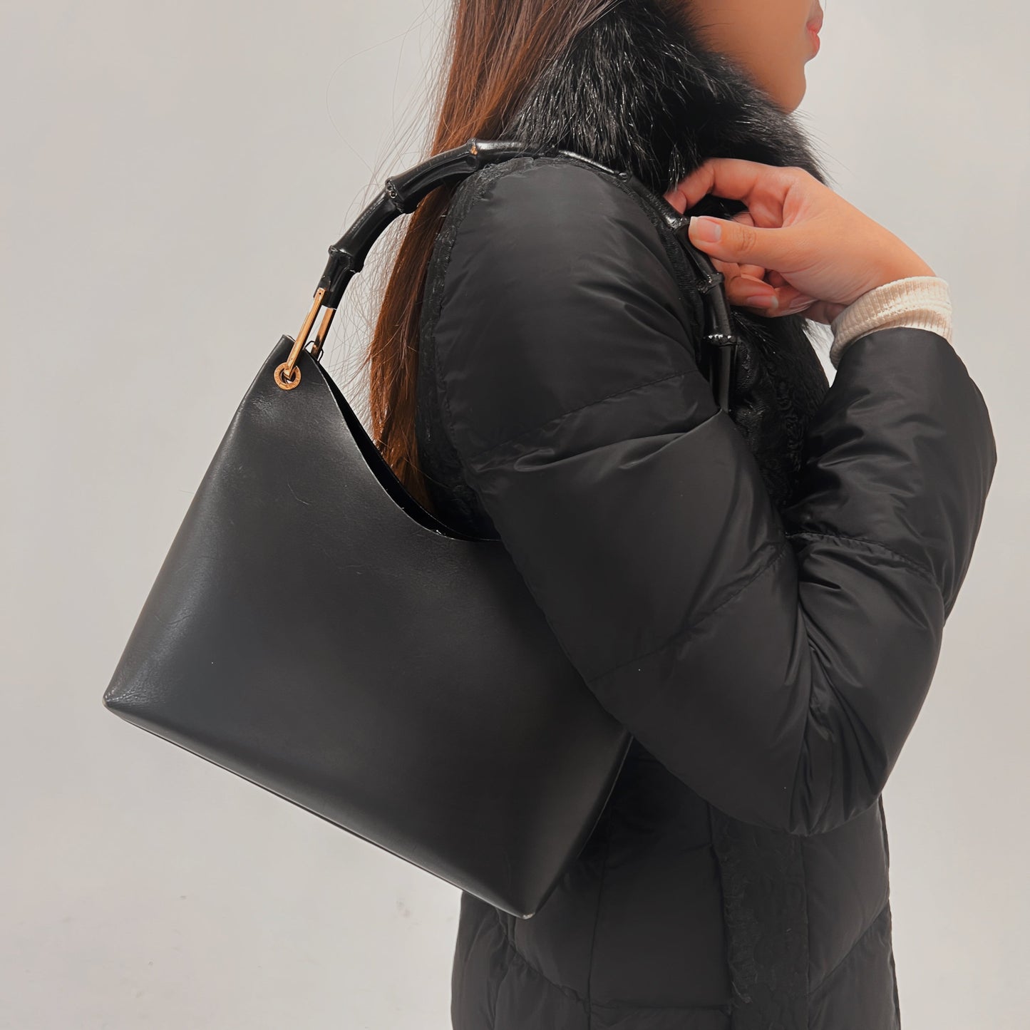 Gucci Bamboo Leather Hobo with Purse