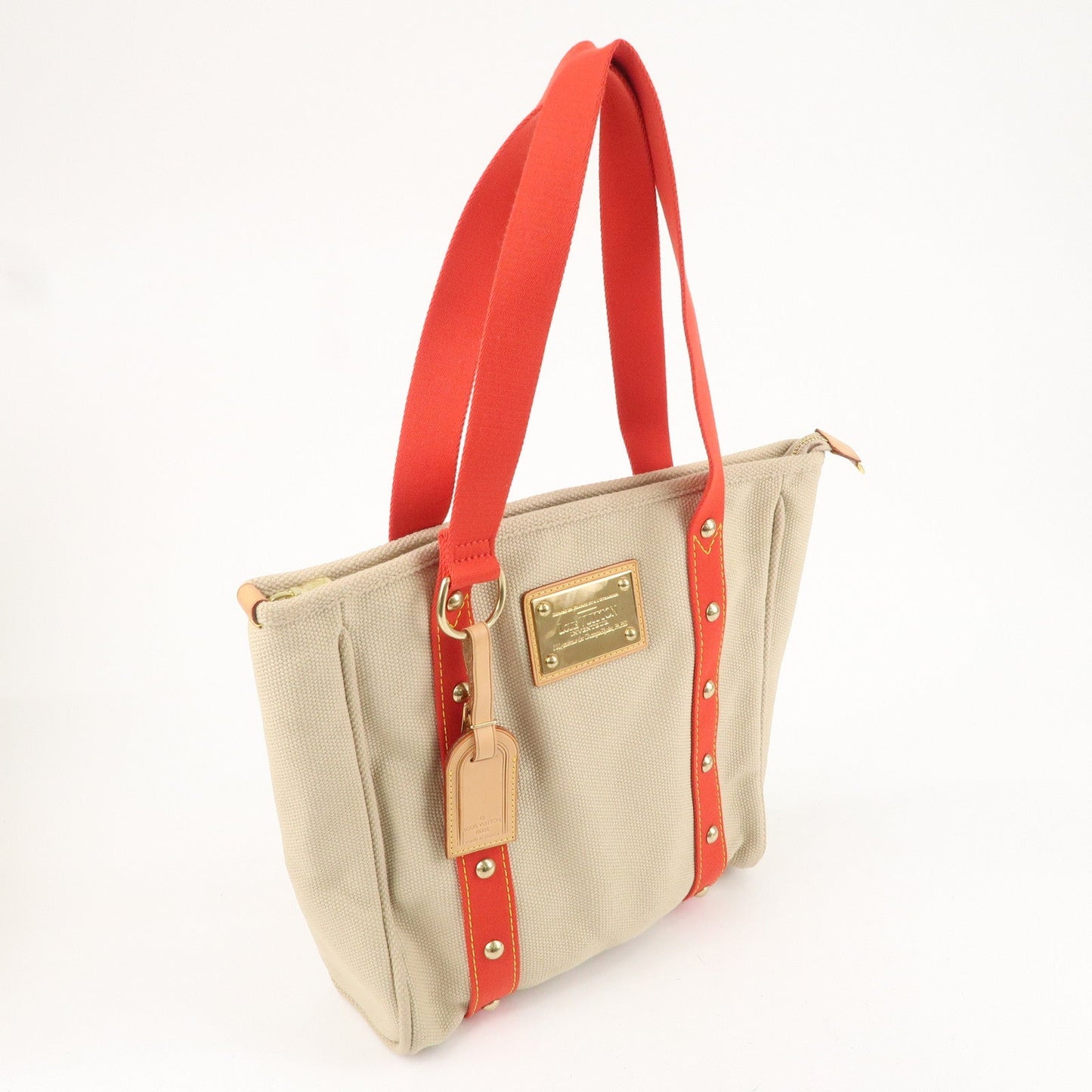 Louis Vuitton Antigua Cabas MM Tote Bag Hand Bag Rouge M40035
