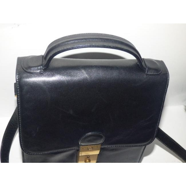 Gucci Padlock Bag Two Way Top Handle With Strap Black Leather Satchel