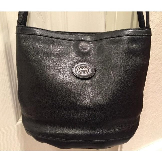 Gucci Vintage Pursesdesigner Purses Black Textured Leather Satchel