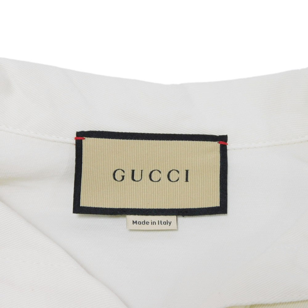 GUCCI one piece 691890 XDBX3 9133 cotton Ivoryx navy Interlocking G Striped trim cotton dress Women 38 Used