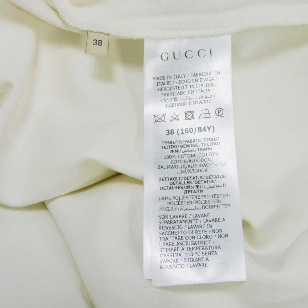 GUCCI one piece 691890 XDBX3 9133 cotton Ivoryx navy Interlocking G Striped trim cotton dress Women 38 Used