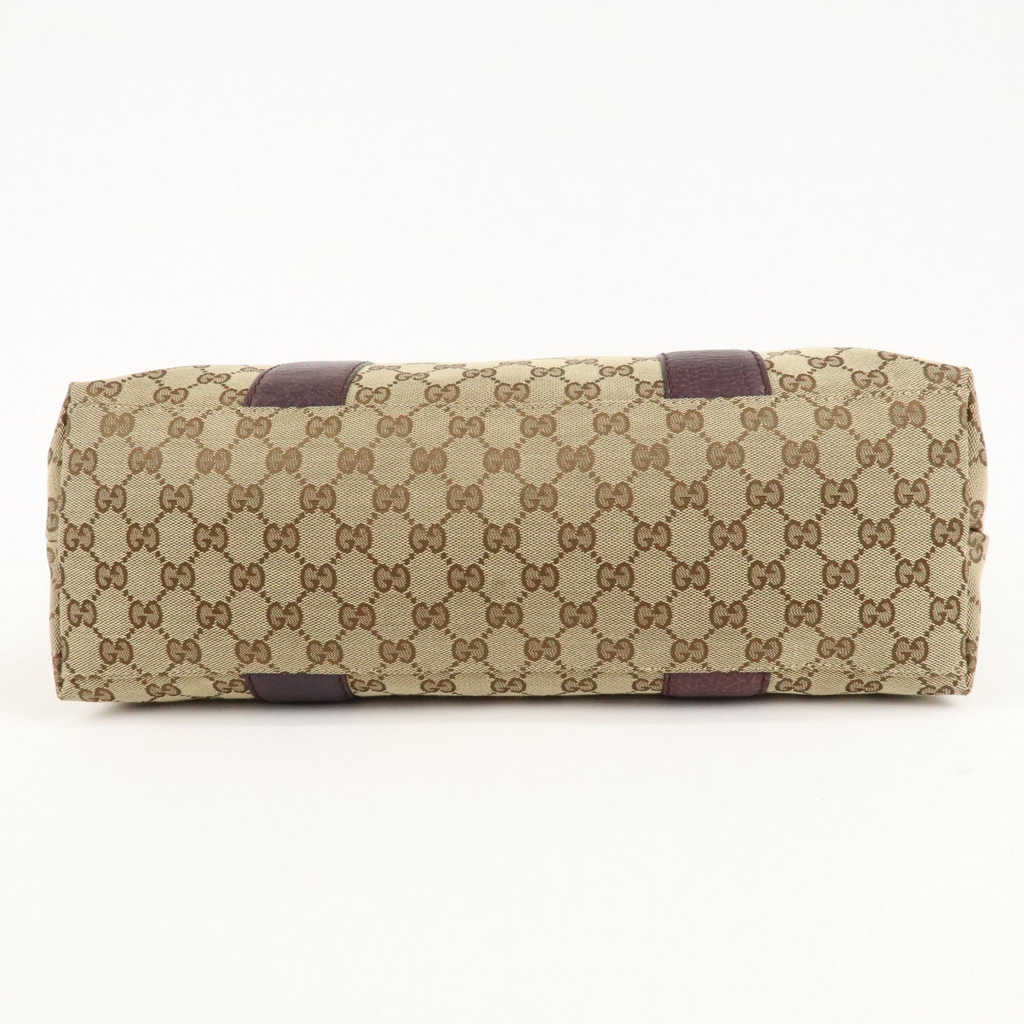 GUCCI Bamboo Bar GG Canvas Leather Tote Bag Beige Brown 232947